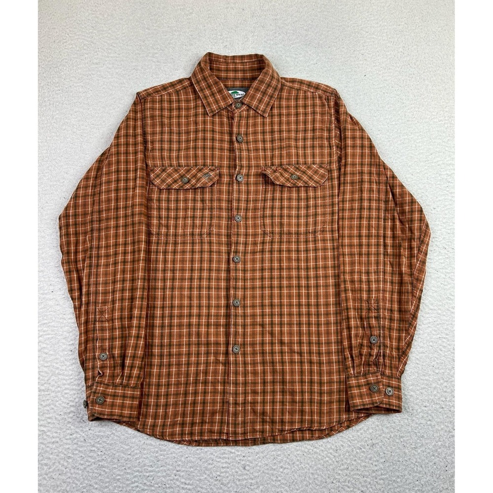 Arborwear Shirt Mens Small Orange Plaid Flannel Long Sleeve Button Up Workwear